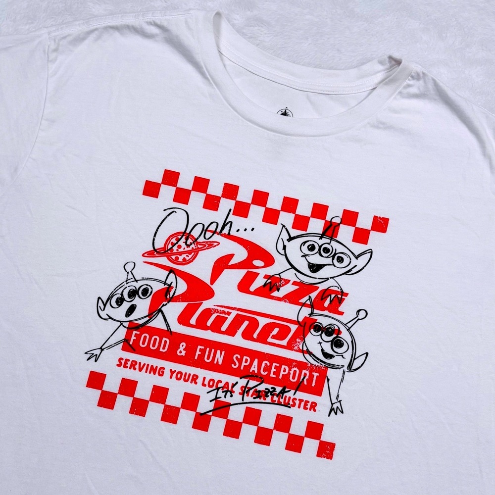 Disney Parks Pixar Toy Story Pizza Planet Aliens T-Shirt Mens 3XL White Tee Gift